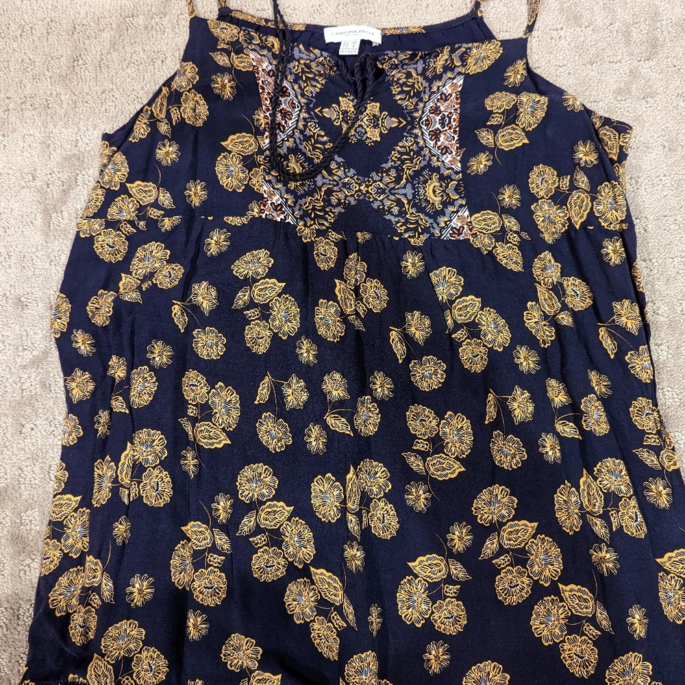 Carolina Belle Montreal Floral Sleeveless Dress Size 8 Navy Yellow - Picture 8 of 12